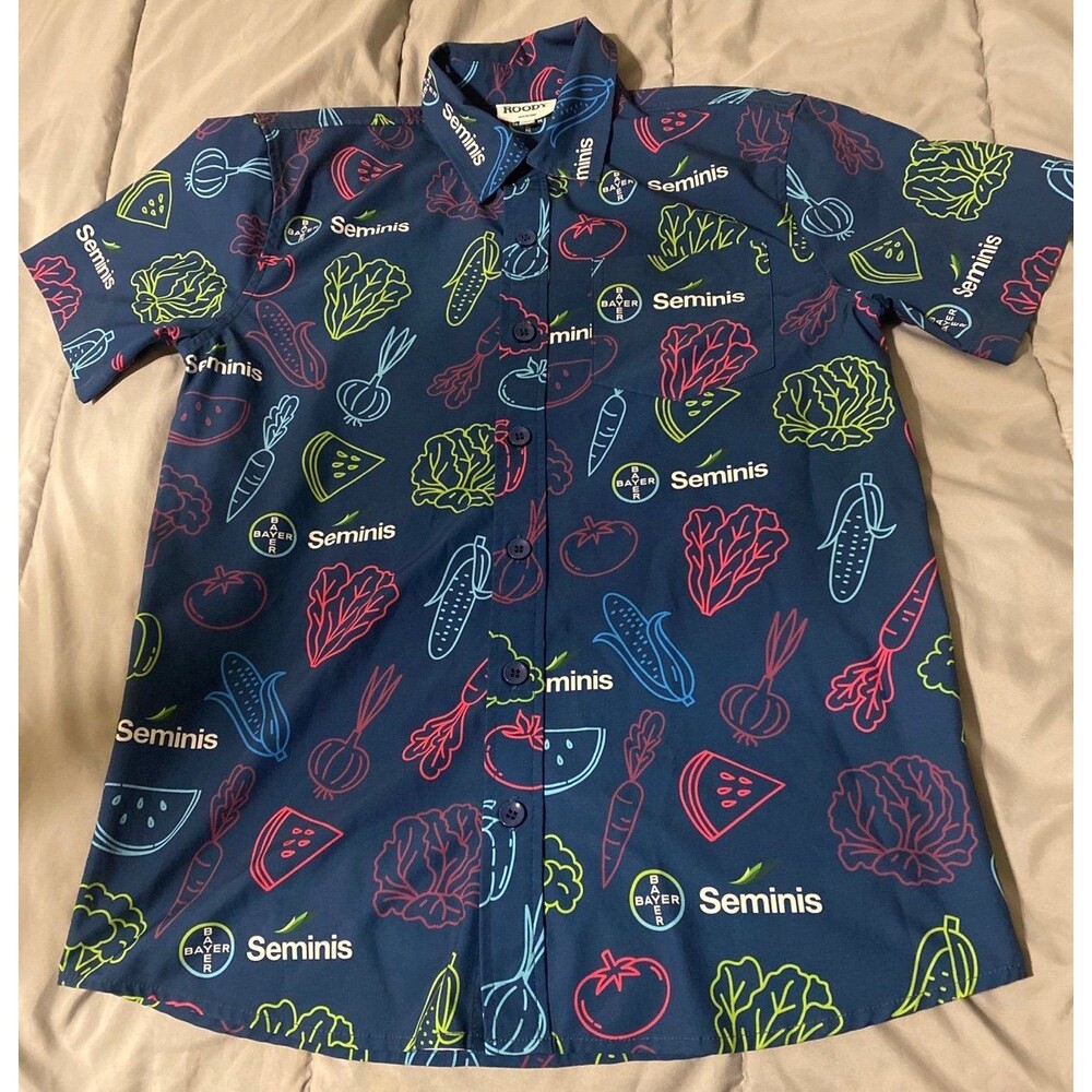 Roody Button Down Shirt With Colorful Vegetables Size Small